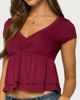 Edikted Edikted Fontene Layered Babydoll Top in Burgundy, Women's at Urban Outfitters - 3