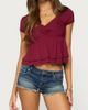Edikted Edikted Fontene Layered Babydoll Top in Burgundy, Women's at Urban Outfitters - 4