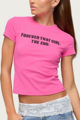 Edikted Edikted Forever That Girl T Shirt Top in Pink, Women's at Urban Outfitters