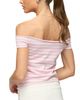 Edikted Edikted French Terry Striped Off Shoulder Top - 3