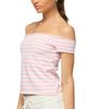 Edikted Edikted French Terry Striped Off Shoulder Top - 4