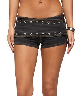 Edikted Edikted Gabrielle Grommet Wrap Denim Shorts
