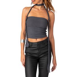 EDIKTED EDIKTED Gathered Strapless Crop Top & Scarf