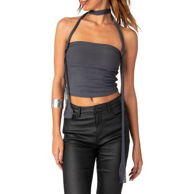 EDIKTED EDIKTED Gathered Strapless Crop Top & Scarf