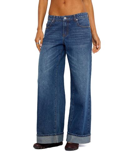 Edikted Edikted Gatz Cuffed Low Rise Wide Leg Jeans
