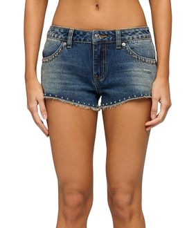 Edikted Edikted Gaya Studded Low Rise Denim Shorts