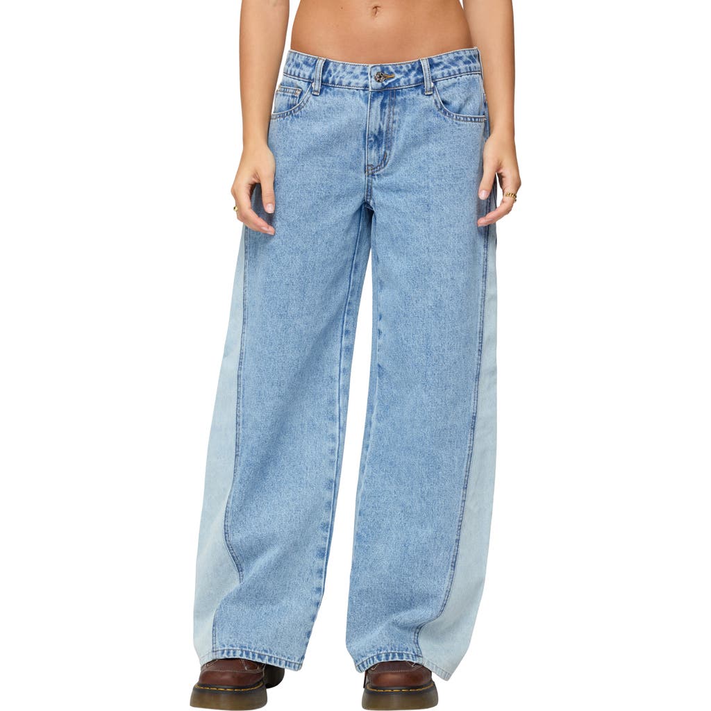 EDIKTED EDIKTED Genna Contrast Panel Low Rise Wide Leg Jeans