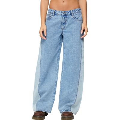 EDIKTED EDIKTED Genna Contrast Panel Low Rise Wide Leg Jeans