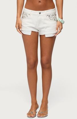 EDIKTED EDIKTED Gia Gem Low Rise Micro Denim Shorts