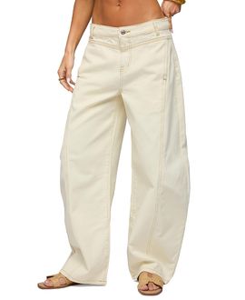 Edikted Edikted Gili Contrast Stitch Low Rise Barrel Jeans