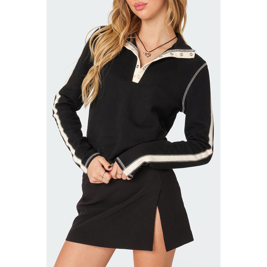 EDIKTED EDIKTED Gio Contrast Stitch Cotton Sweatshirt