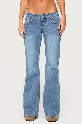 Edikted Edikted Girla Low Rise Wide Leg Jeans in Blue/Washed, Women's at Urban Outfitters