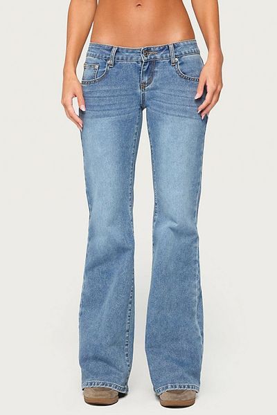 Edikted Edikted Girla Low Rise Wide Leg Jeans in Blue/Washed, Women's at Urban Outfitters