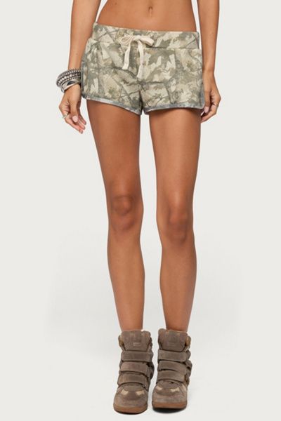 Edikted Edikted Harlie Camo French Terry Shorts in Mix, Women's at Urban Outfitters