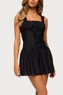 Edikted Edikted Harmonie Tie Front Mini Dress in Black, Women's at Urban Outfitters