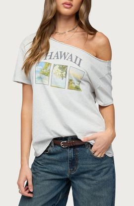 EDIKTED EDIKTED Hawaiian Babe One-Shoulder T-Shirt