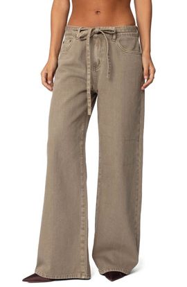EDIKTED EDIKTED Hudson Oversize Tie Belt Wide Leg Jeans
