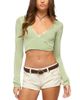 Edikted Edikted Hyla Button Cropped Knit Wrap Top - 1