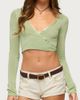 Edikted Edikted Hyla Button Cropped Knit Wrap Top in Sage, Women's at Urban Outfitters - 1