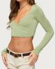 Edikted Edikted Hyla Button Cropped Knit Wrap Top in Sage, Women's at Urban Outfitters - 3