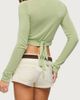 Edikted Edikted Hyla Button Cropped Knit Wrap Top in Sage, Women's at Urban Outfitters - 5