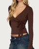 Edikted Edikted Ilen Polka Dot Wrap Top in Brown, Women's at Urban Outfitters - 3