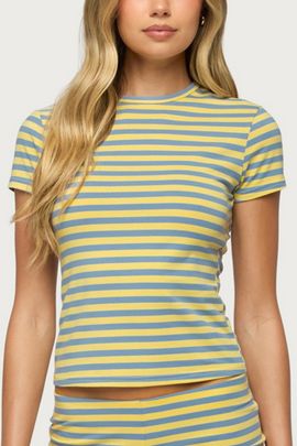 Edikted Edikted Isara Striped T Shirt Top in Blue/And/Yellow, Women's at Urban Outfitters