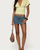 Edikted Edikted Isi Grommet Flutter Plunge Neck Top in Green, Women's at Urban Outfitters - 2