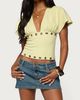 Edikted Edikted Isi Grommet Flutter Plunge Neck Top in Green, Women's at Urban Outfitters - 4