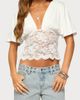 EDIKTED EDIKTED Jaeda Lace Panel Plunging Flutter Sleeved Top - 1