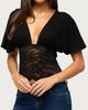 Edikted Edikted Jaeda Lacey Flutter Plunging Top in Black, Women's at Urban Outfitters - 1