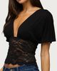 Edikted Edikted Jaeda Lacey Flutter Plunging Top in Black, Women's at Urban Outfitters - 3
