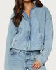 Edikted Edikted Jaysi High Neck Denim Bomber Jacket in Blue/Washed, Women's at Urban Outfitters - 1