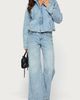 Edikted Edikted Jaysi High Neck Denim Bomber Jacket in Blue/Washed, Women's at Urban Outfitters - 2