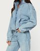 Edikted Edikted Jaysi High Neck Denim Bomber Jacket in Blue/Washed, Women's at Urban Outfitters - 4
