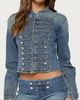 Edikted Edikted Jazzy Denim Napoleon Jacket in Light/Blue/Washed, Women's at Urban Outfitters - 1