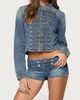 Edikted Edikted Jazzy Denim Napoleon Jacket in Light/Blue/Washed, Women's at Urban Outfitters - 4