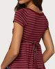 Edikted Edikted Jina Lacey Striped Babydoll Henley Top in Burgundy, Women's at Urban Outfitters - 5