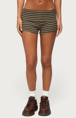 EDIKTED EDIKTED Jody Striped Foldover Micro Shorts