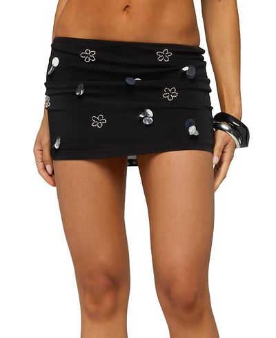 Edikted Edikted Juanie Bead & Sequin Mesh Mini Skirt