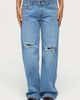 Edikted Edikted Juju Distressed Low Rise Baggy Jeans in Blue/Washed, Women's at Urban Outfitters - 2