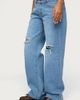 Edikted Edikted Juju Distressed Low Rise Baggy Jeans in Blue/Washed, Women's at Urban Outfitters - 3