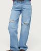 Edikted Edikted Juju Distressed Low Rise Baggy Jeans in Blue/Washed, Women's at Urban Outfitters - 4