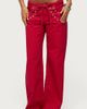 Edikted Edikted Kala Grommet Low Rise Baggy Jeans in Burgundy, Women's at Urban Outfitters - 4