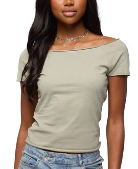 Edikted Edikted Kamalah Boat Neck Cotton T-Shirt