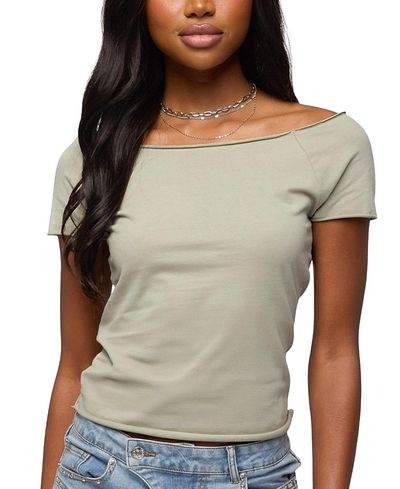 Edikted Edikted Kamalah Boat Neck Cotton T-Shirt