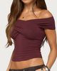 Edikted Edikted Kamrynn Off Shoulder Wrap Top in Burgundy, Women's at Urban Outfitters - 3