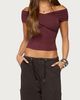Edikted Edikted Kamrynn Off Shoulder Wrap Top in Burgundy, Women's at Urban Outfitters - 4