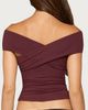 Edikted Edikted Kamrynn Off Shoulder Wrap Top in Burgundy, Women's at Urban Outfitters - 5