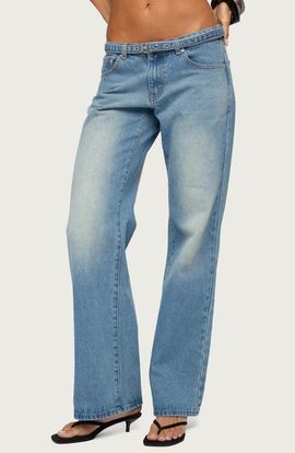 EDIKTED EDIKTED Karah Belted Low Rise Straight Leg Jeans